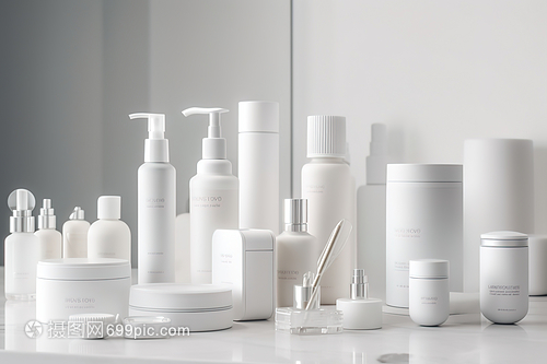 白色護(hù)膚品瓶子的數(shù)字藝術(shù) 美學(xué)與科技的完美融合